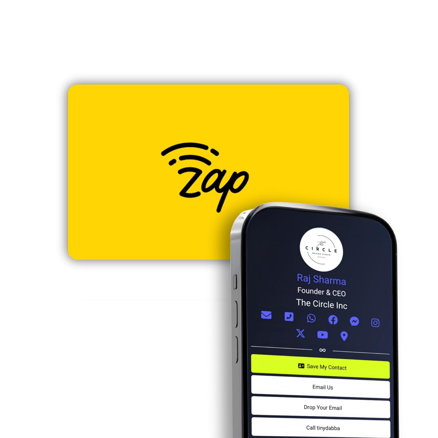tinydabba Zap NFC Smart Digital Business Card – Tap to Share Contact